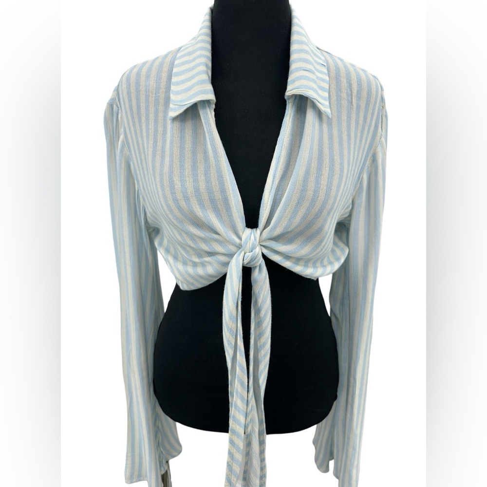 Tularosa Blue and White Striped Crop Top